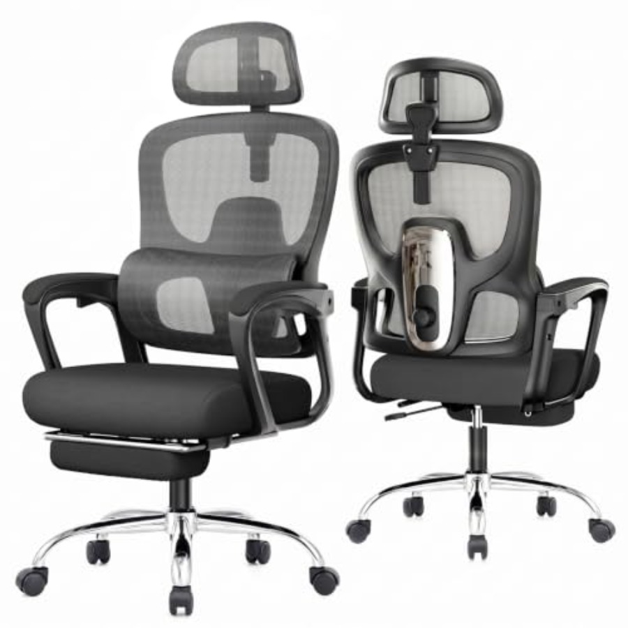 Ergonomic Office Chair - Ergonomiczne krzesło biurowe z podnóżkiem, idealne