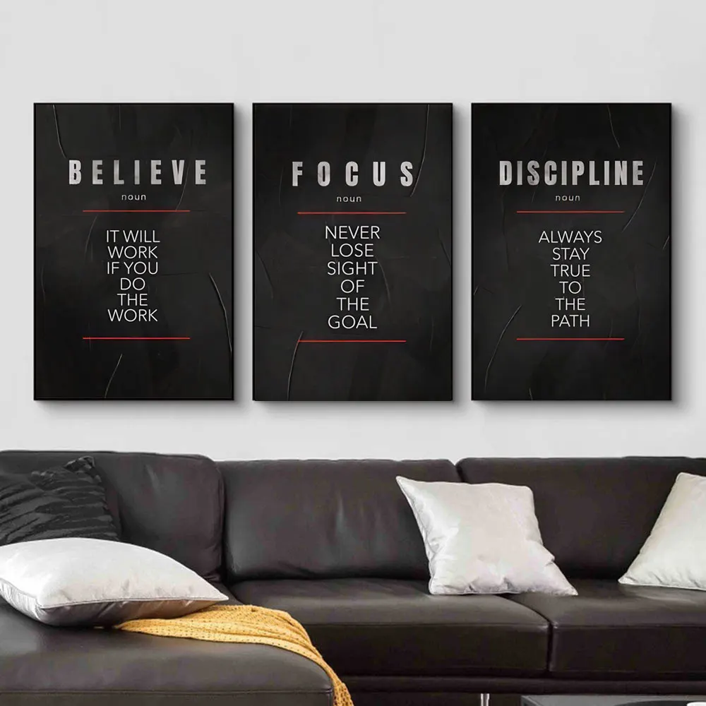 Home Office Room Inspiration - Plakat z definicją dyscypliny i koncentracji,