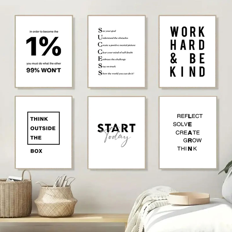 Home Office Room Inspiration - 1 szt. Prosty czarno-biały plakat na